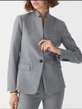J.Crew Regent Blazer Gray Wool Single Button Size 6 6P
